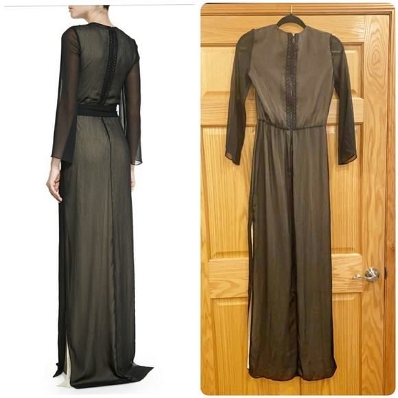 Alice+Olivia Kye Chiffon Lace-Trim Maxi Dress - Picture 4 of 16